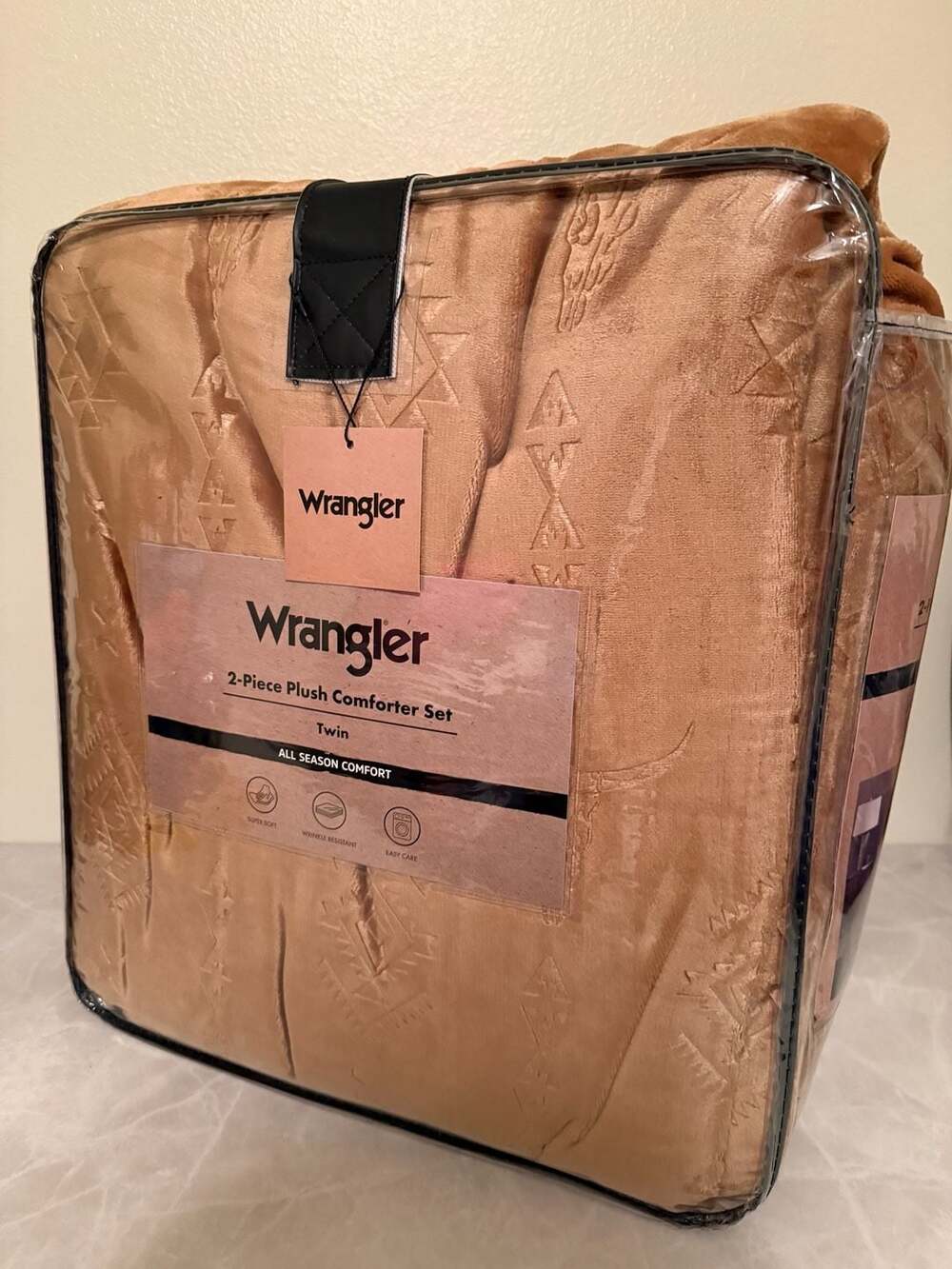 Wrangler 2-Piece Plush Comforter Set, Twin, Brown Steer Head
